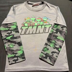 Nickelodeon TMNT Boys Gray Camo Long Sleeve Graphic Shirt Youth S/M